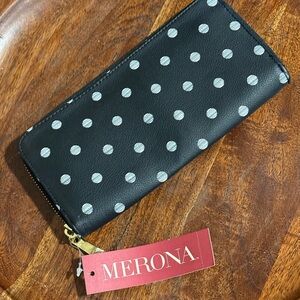 Merona Black and White Polka Dot Wallet NWT